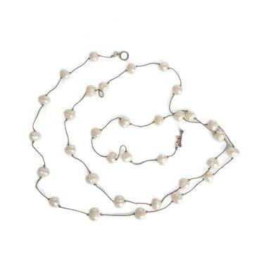 potato pearls on grey silk signature necklace