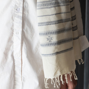 Fine cotton & indigo hand woven scarf