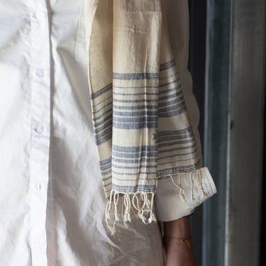 Organic cotton & indigo hand woven scarf