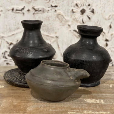 black clay oil pots