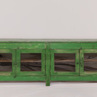 green timber & glass sideboard