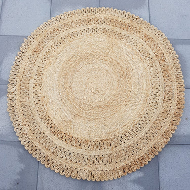 handwoven round jute rug