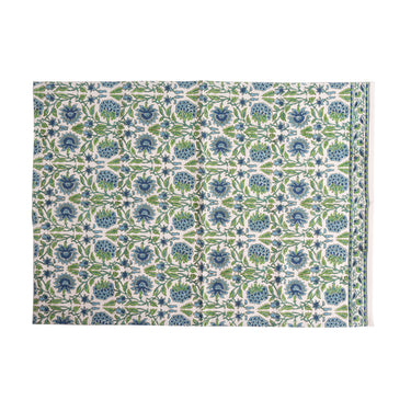 Green & blue block printed utility towel