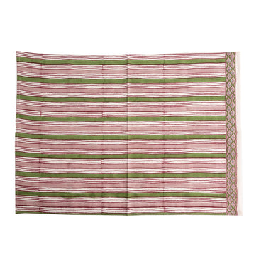 Pink & green block printed utility towel