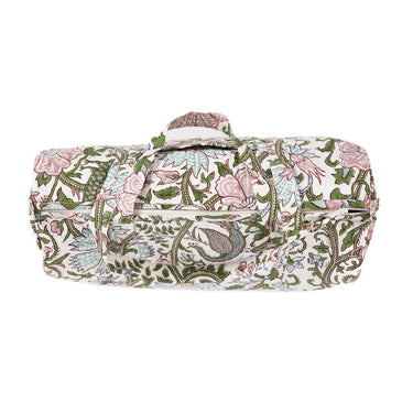 Pink & Green Block Printed Quilted Overnighter
