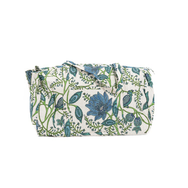 Green & Blue Block Printed Quilted Overnighter