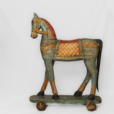 painted temple horse carved timber