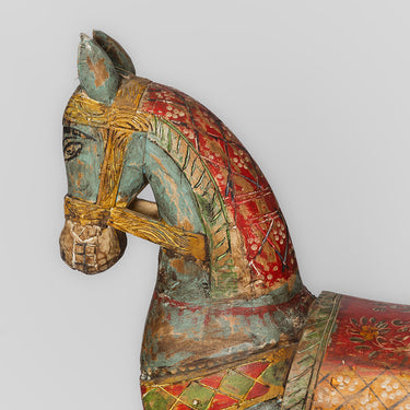 painted temple horse carved timber