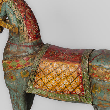 painted temple horse carved timber