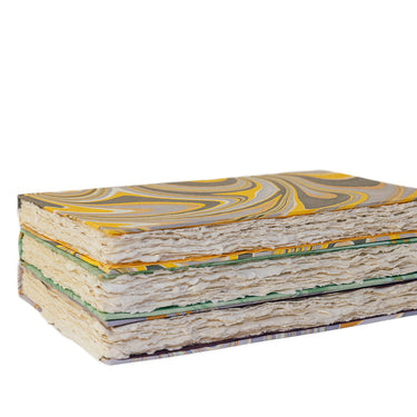 Florentine-style Marbled Book with Hand Torn Paper