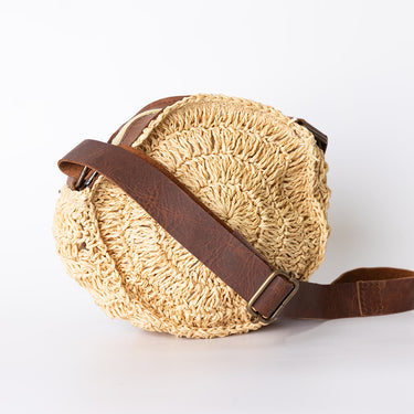 Cross body woven raffia handbag