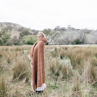 Herringbone recycled wool blanket