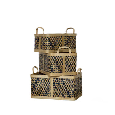 Pretty bicolour rectangular basket w handle
