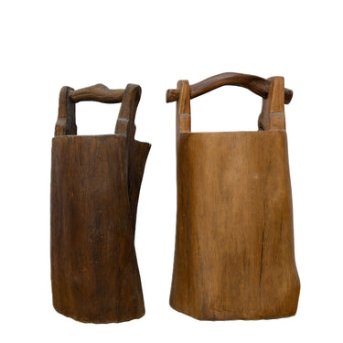 antique teak well bucket