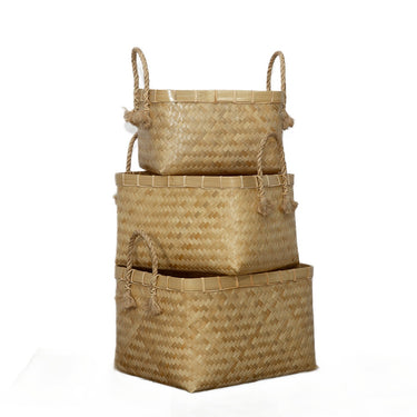 rectangular deep basket w rope handles