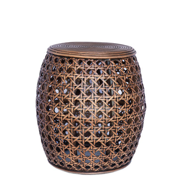 Wicker Drumstool/ Sidetable