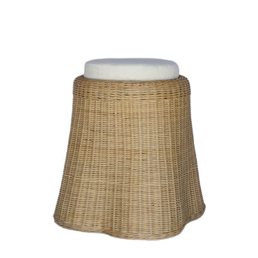 Ruffle Rattan Stool with Cushion