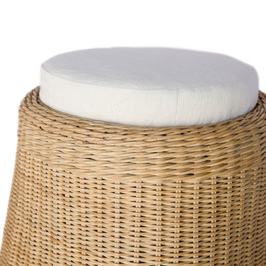 Ruffle Rattan Stool with Cushion