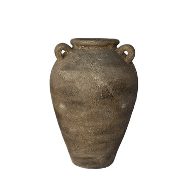 Rustic Finish Terracotta Urn with Three Handles
