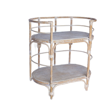 Rattan whitewash drinks trolley