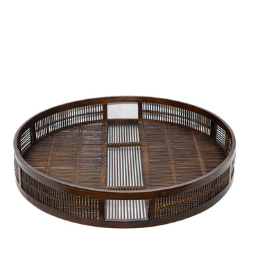 Round split bamboo tray
