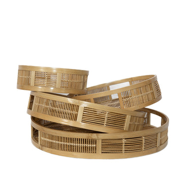Round split bamboo tray