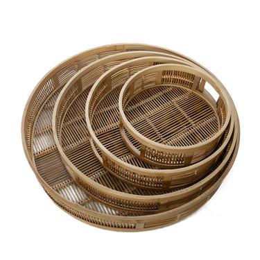 Round split bamboo tray