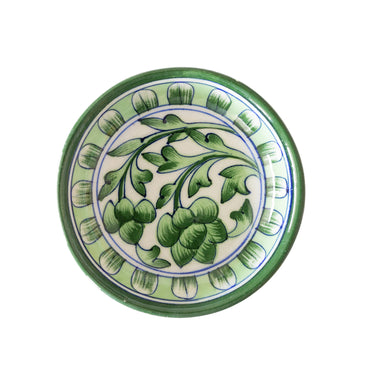 Ceramic bowl with green floral design 