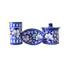 Set of three ceramic floral blue bathroom accessories 