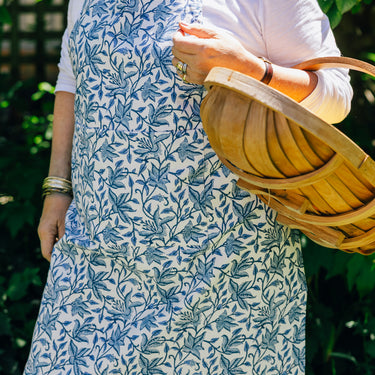 Blue & White Block Printed Cotton Apron