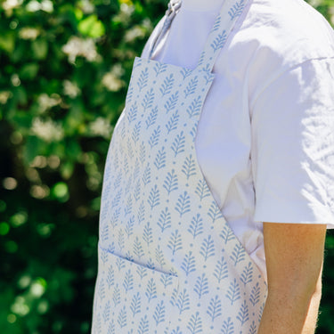 Blue & White Block Printed Cotton Apron