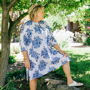 Anokhi Blue & White Shabnam Kurta Overshirt