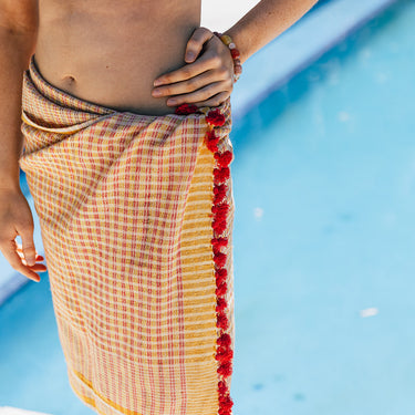 Anokhi Handloomed Cotton Wrap/Scarf with Tassels