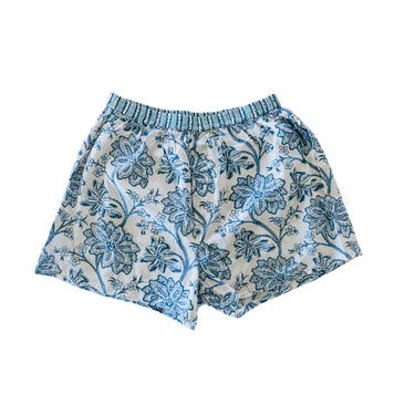 Blue & White Hand Block Printed Unisex Boxers