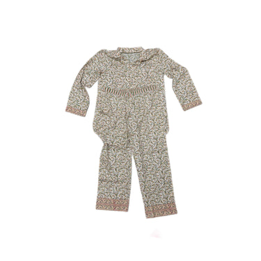 Multicolour Block Printed Cotton Long Sleeve Pyjama Set