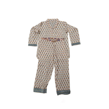 Multicolour Block Printed Cotton Long Sleeve Pyjama Set
