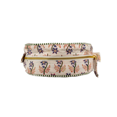 Multicolour Block Printed D Shaped Makeup Purse