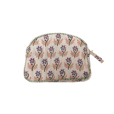 Multicolour Block Printed D Shaped Makeup Purse