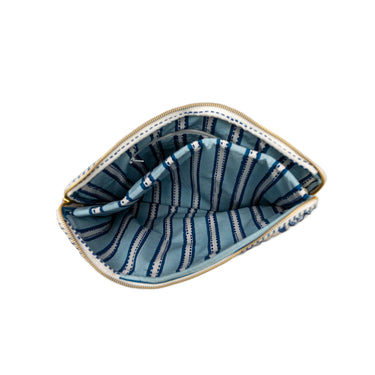 Blue & White Block Printed Cotton Laptop Bag