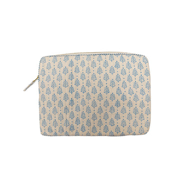 Blue & White Block Printed Cotton Laptop Bag