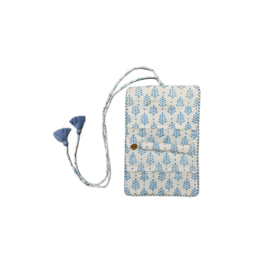 Blue & White Block Printed Jewellery Roll