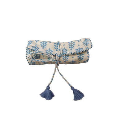 Blue & White Block Printed Jewellery Roll