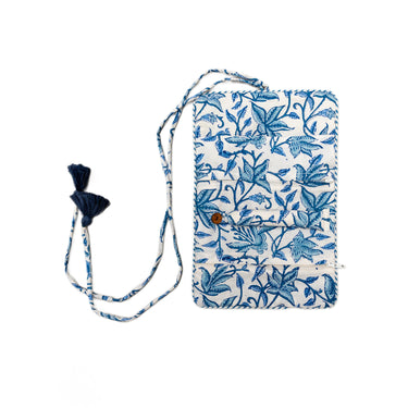 Blue & White Block Printed Jewellery Roll