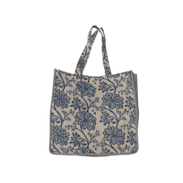 Blue & White Block Printed Quilted Tote