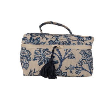 Blue & White Block Printed Beauty Case