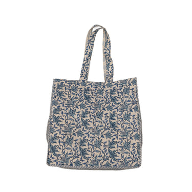 Blue & White Block Printed Quilted Tote