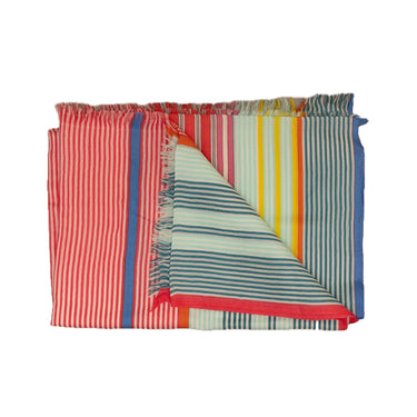 Anokhi Hand-Loomed Merino Wool Stole – Colourful Stripes