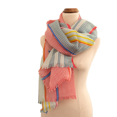 Anokhi Hand-Loomed Merino Wool Stole – Colourful Stripes