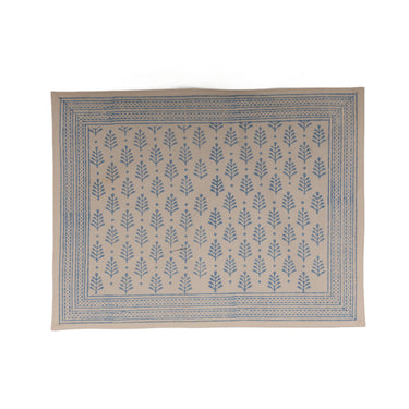 Blue & White Block Printed Cotton Canvas Placemats (2)