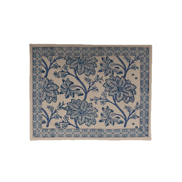 Blue & White Block Printed Cotton Canvas Placemats (2)